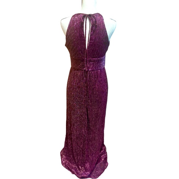 NWT- R&M Richards Maroon Full Length Evening Gown with Slit - Size 6 - Picture 2 of 16